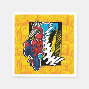 Spider-Man   Pop Art Web-Swinging Comic Panel Napkins