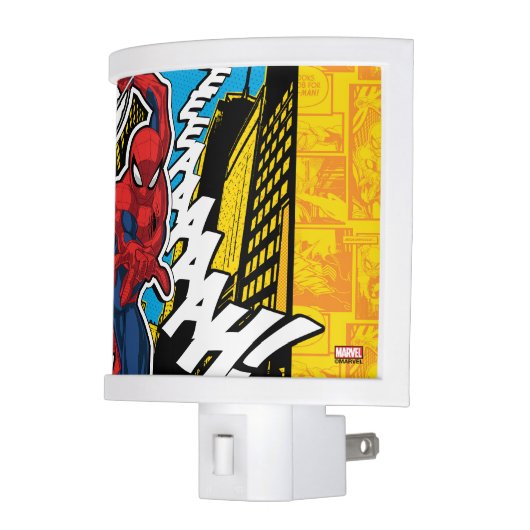 Spider-Man | Pop Art Web-Swinging Comic Panel Night Light (Left)