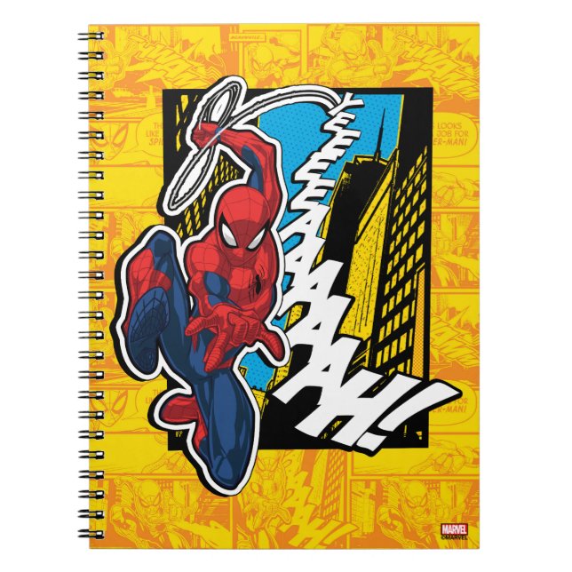Spider-Man | Pop Art Web-Swinging Comic Panel Notebook (Front)