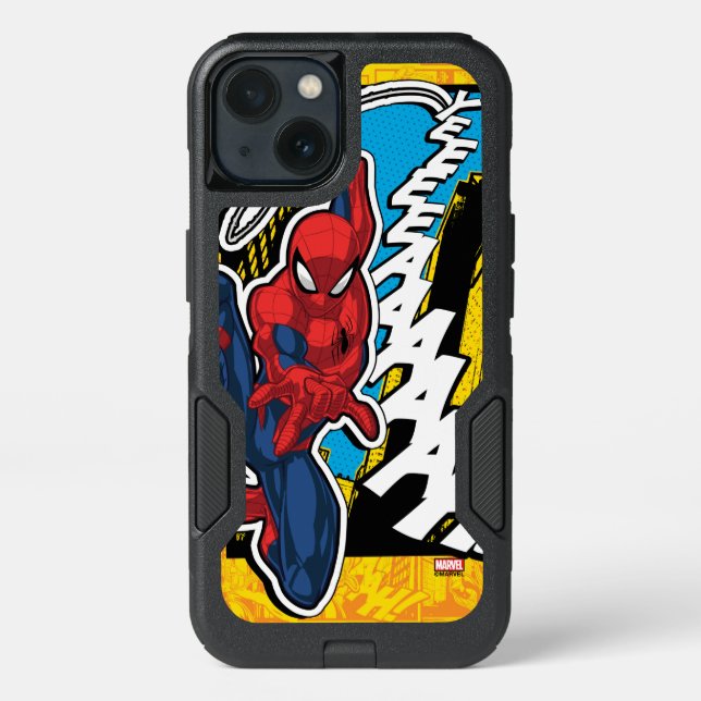 Spider-Man | Pop Art Web-Swinging Comic Panel Otterbox iPhone Case (Back)