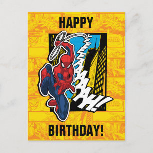 Spider-Man Pop Art Web-Swinging Comic Panel Postcard