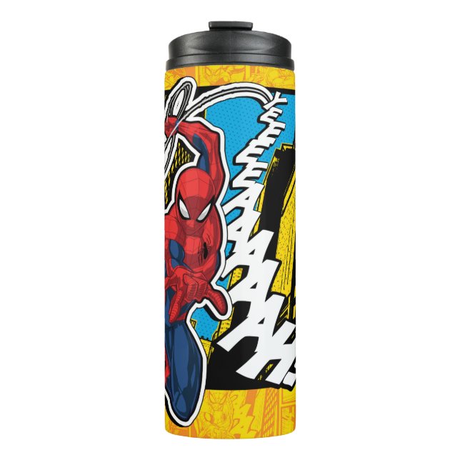 Spider-Man | Pop Art Web-Swinging Comic Panel Thermal Tumbler (Front)