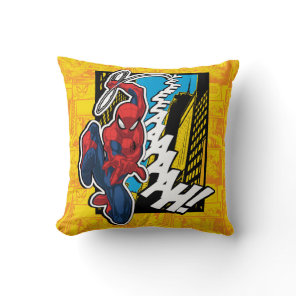 Spider-Man | Pop Art Web-Swinging Comic Panel Throw Pillow