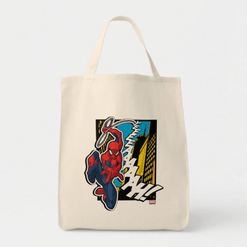 Spider_Man  Pop Art Web_Swinging Comic Panel Tote Bag