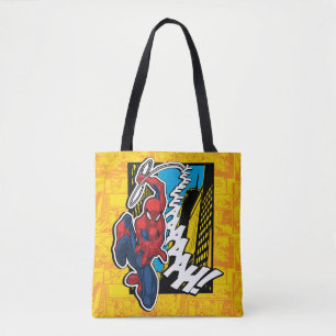 Spider-Man Pop Art Web-Swinging Comic Panel Tote Bag