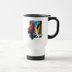 Spider-Man Pop Art Web-Swinging Comic Panel Travel Mug