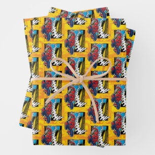 Spider-Man   Pop Art Web-Swinging Comic Panel Wrapping Paper Sheets