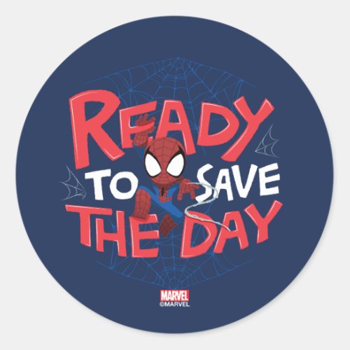 Spider_Man Ready To Save The Day Classic Round Sticker