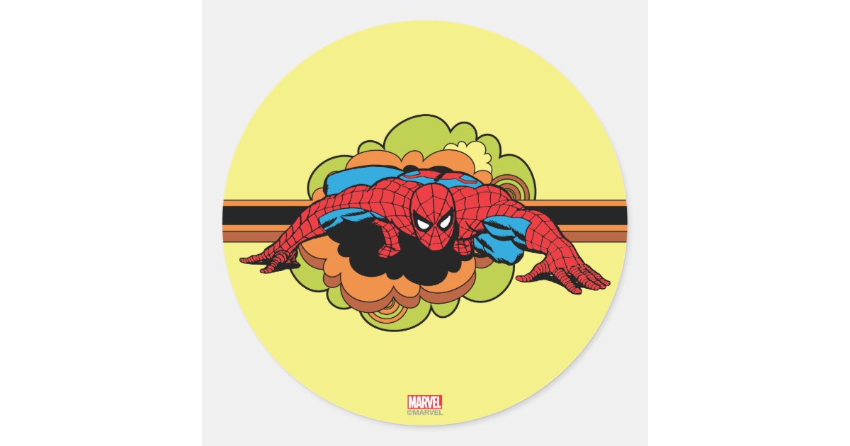 Spider-Man Retro Crawl Classic Round Sticker | Zazzle