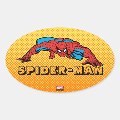 Spider_Man Retro Crouch Oval Sticker