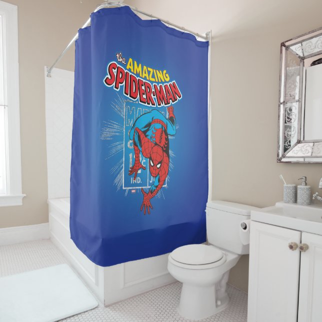 Spider-Man Retro Price Graphic Shower Curtain (In Situ)