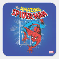 Spider-Man Retro Swinging Kick Classic Round Sticker, Zazzle