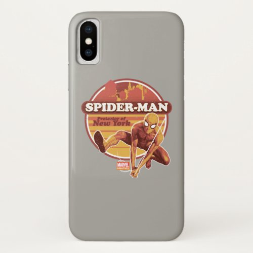 Spider_Man  Retro Protector Of New York Graphic iPhone X Case