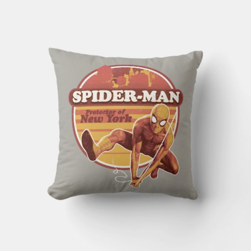 Spider_Man  Retro Protector Of New York Graphic Throw Pillow