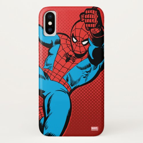 Spider_Man Retro Swinging Kick iPhone X Case