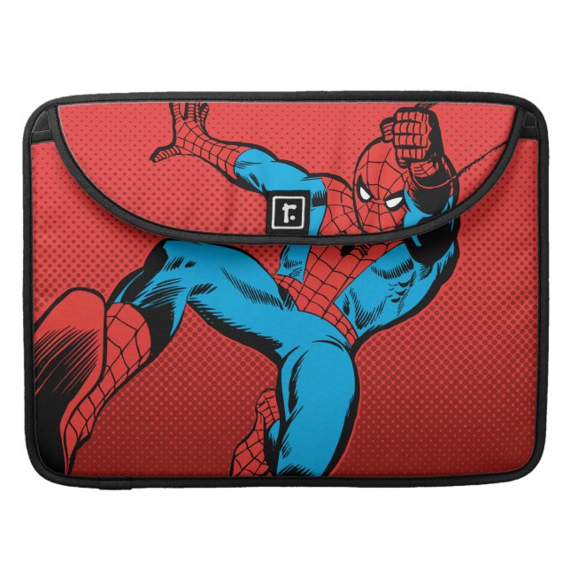 Spider-Man Retro Swinging Kick MacBook Pro Sleeve (Front Closed)