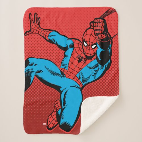 Spider_Man Retro Swinging Kick Sherpa Blanket