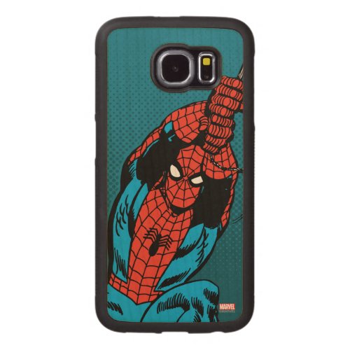 Spider_Man Retro Web Swing Carved Wood Samsung Galaxy S6 Case