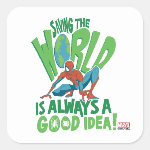 Spider_Man  Saving The World Square Sticker