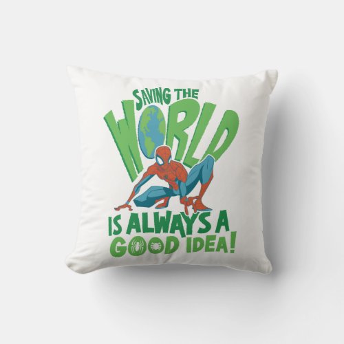 Spider_Man  Saving The World Throw Pillow