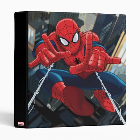 Spider-man Shooting Web High Above City 3 Ring Binder