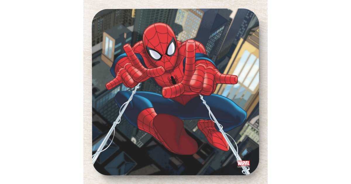 Spider-Man Shooting Web High Above City Classic Round Sticker, Zazzle