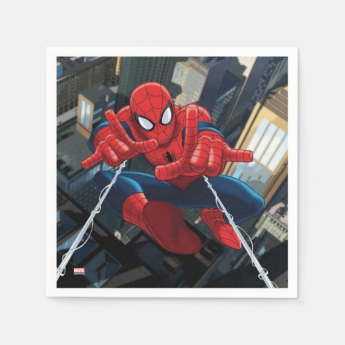 Spider_Man Shooting Web High Above City Napkins
