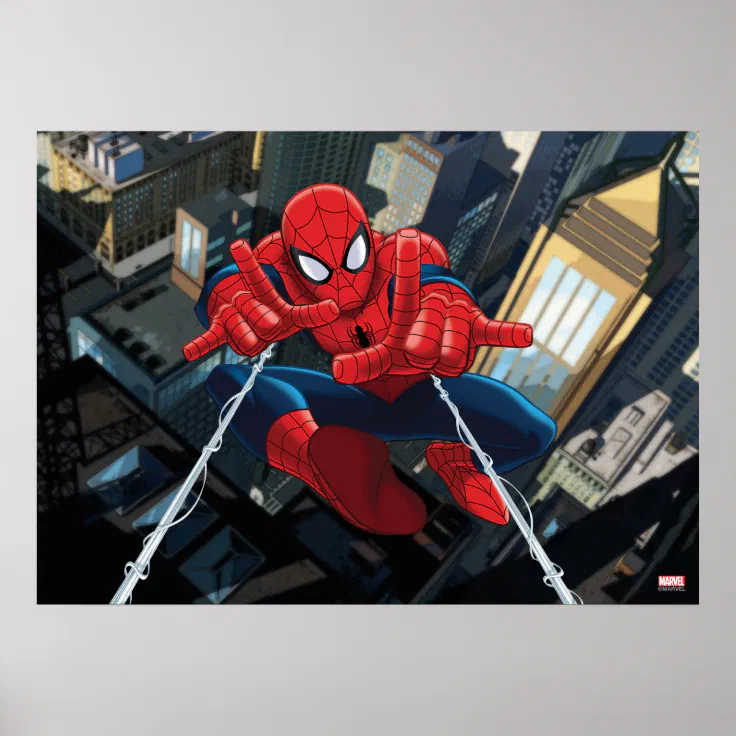 Spider-Man Shooting Web High Above City Poster | Zazzle