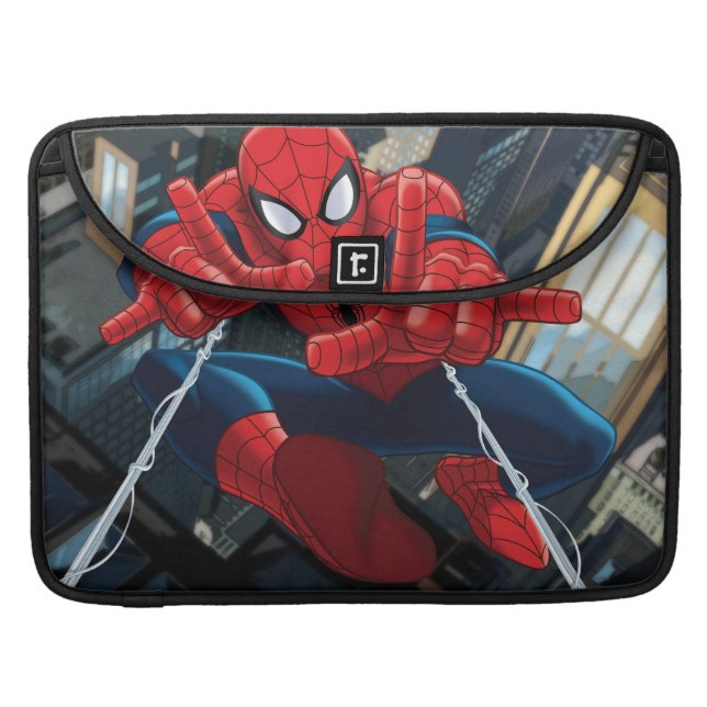 Spider-Man Shooting Web High Above City Sleeve For MacBooks (Front Closed)