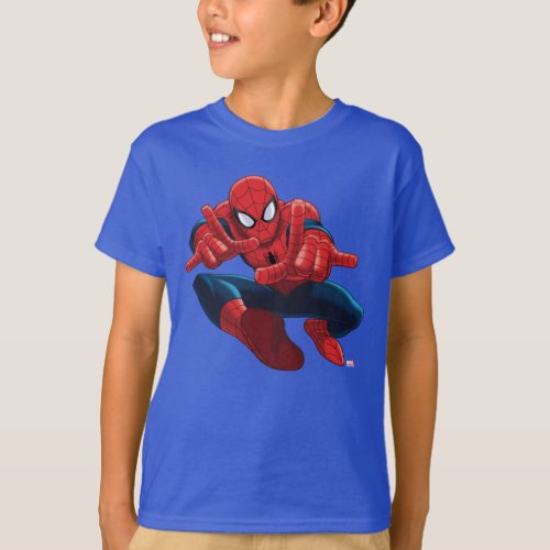 Spider_Man Shooting Web High Above City T_Shirt