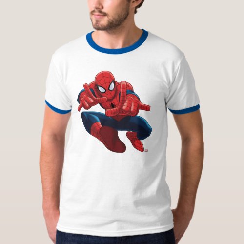 Spider_Man Shooting Web High Above City T_Shirt