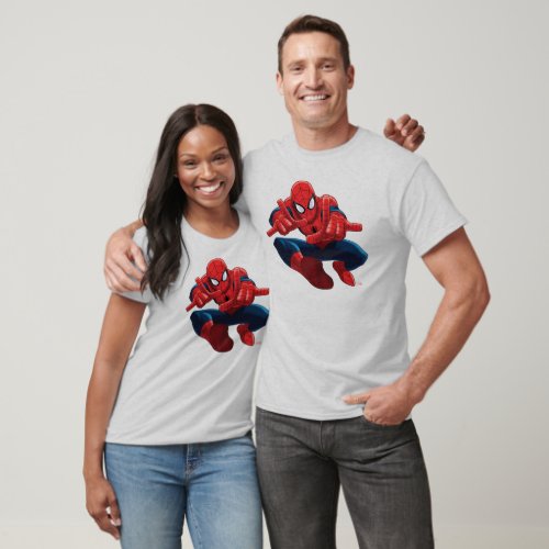 Spider_Man Shooting Web High Above City T_Shirt