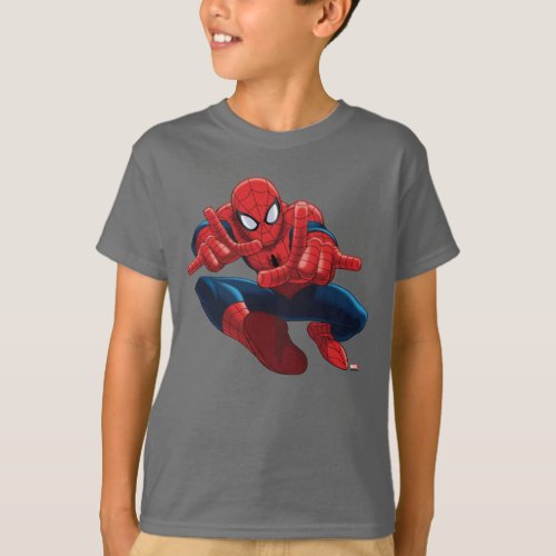 Spider_Man Shooting Web High Above City T_Shirt