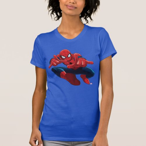 Spider_Man Shooting Web High Above City T_Shirt