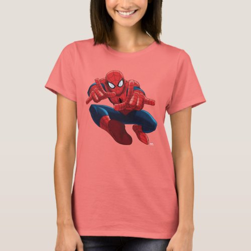 Spider_Man Shooting Web High Above City T_Shirt