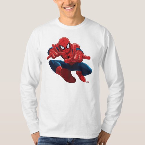 Spider_Man Shooting Web High Above City T_Shirt