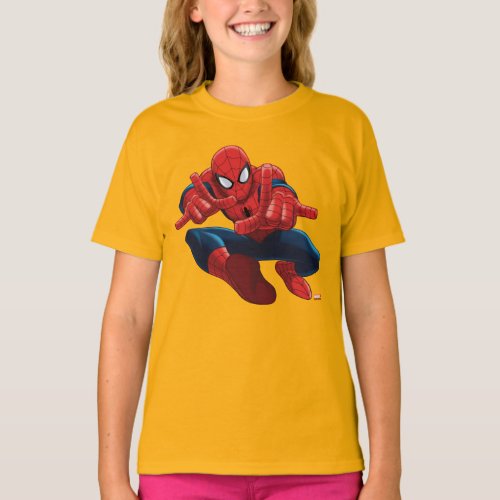 Spider_Man Shooting Web High Above City T_Shirt