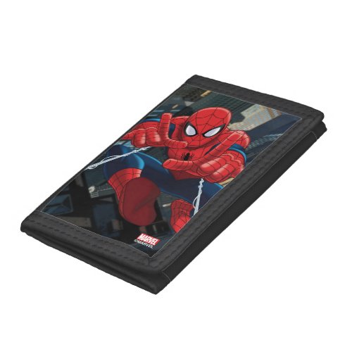 Spider_Man Shooting Web High Above City Trifold Wallet