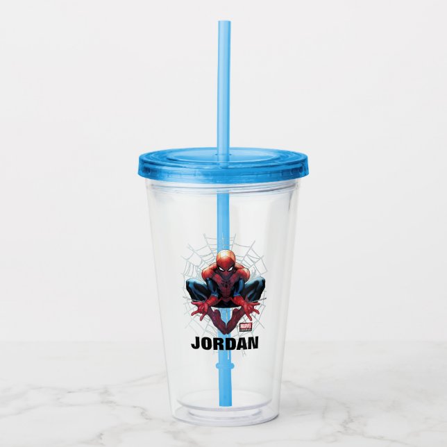 Spider-Man | Sitting In A Web Acrylic Tumbler (Front)