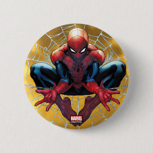 Spider-Man   Sitting In A Web Button