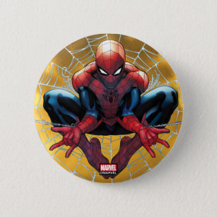 Spider-Man   Sitting In A Web Button