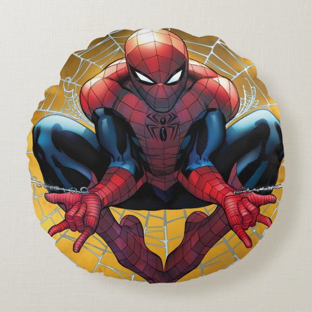 Spider-Man | Sitting In A Web Round Pillow (Front)