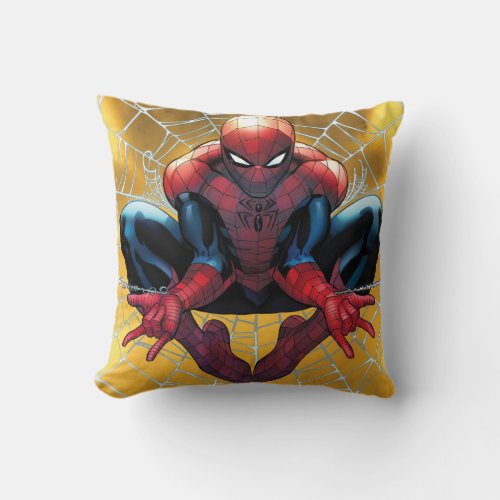 Spider_Man  Sitting In A Web Throw Pillow