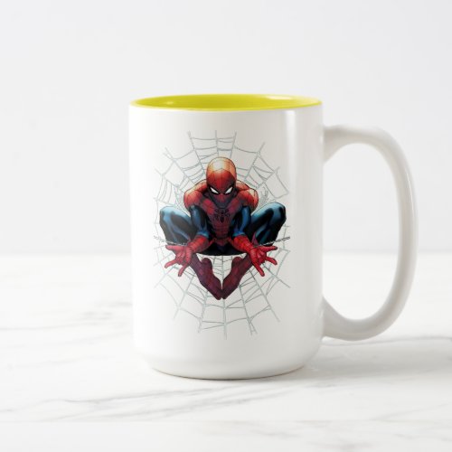 Spider_Man  Sitting In A Web Two_Tone Coffee Mug