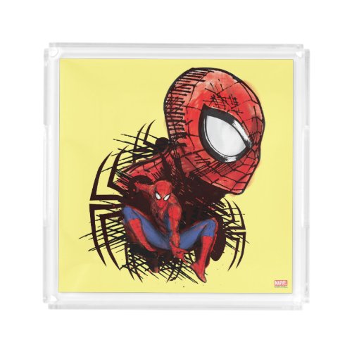 Spider_Man Sketched Marker Drawing Acrylic Tray