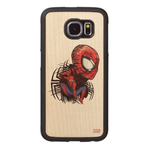 Spider_Man Sketched Marker Drawing Carved Wood Samsung Galaxy S6 Case