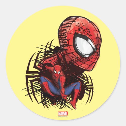 Spider_Man Sketched Marker Drawing Classic Round Sticker