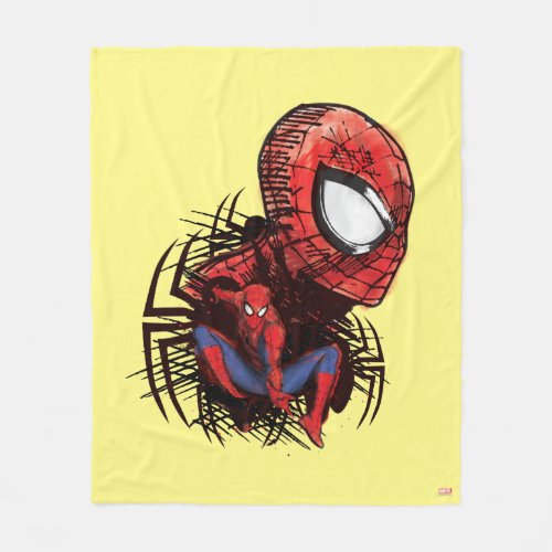 Spider_Man Sketched Marker Drawing Fleece Blanket