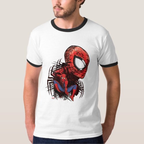 Spider_Man Sketched Marker Drawing T_Shirt