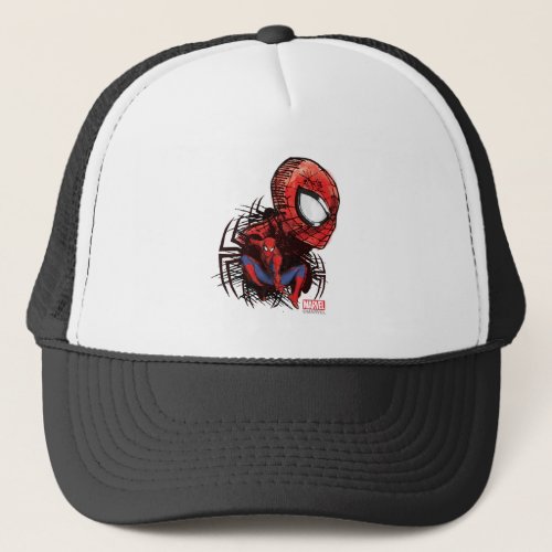 Spider_Man Sketched Marker Drawing Trucker Hat